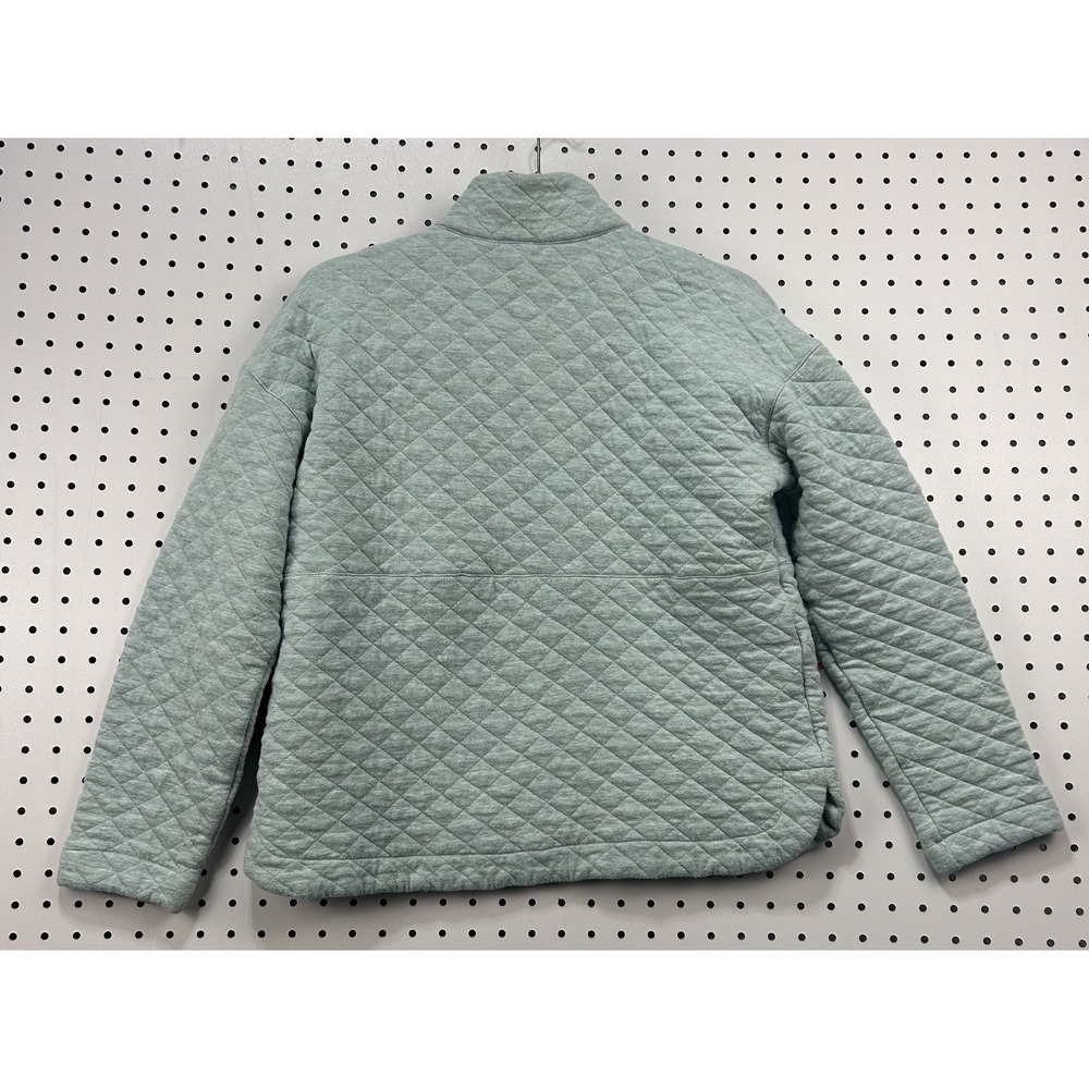 Eddie Bauer Quilted Pullover Womens S Sage Green Snap Sweatshirt Cozy Casual - Picture 2 of 9